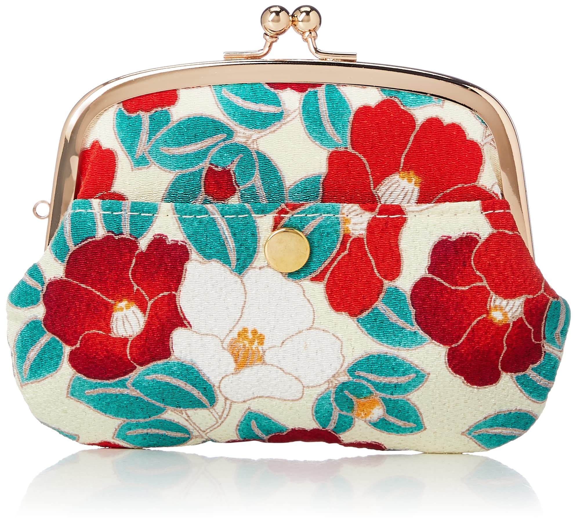 (№0207) Uni Seni, Сделано в Японии, Кошелек-застежка для родителей и детей с японским узором Футаго Чиримен [Современная Камелия Слоновая кость]