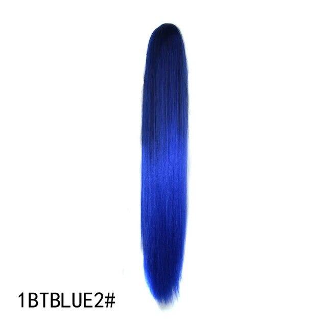 Synthetische Pferdeschwanz-Haarverlängerungen, lange, gerade Klaue, Clip-in/on-Pferdeschwanz für Frauen, tägliche Party, 55,9 cm, hitzebeständiges Kunsthaar