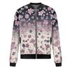 Women's Fashion Long Sleeve Floral Print Round Neck Zip Jacket