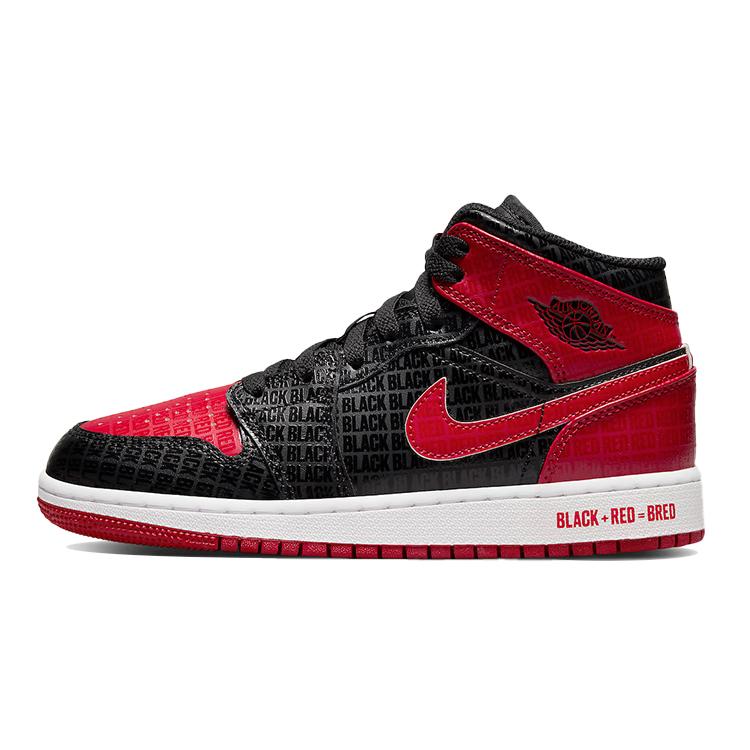 Jordan 1 Mid Bred Text GS DM9650-001 36