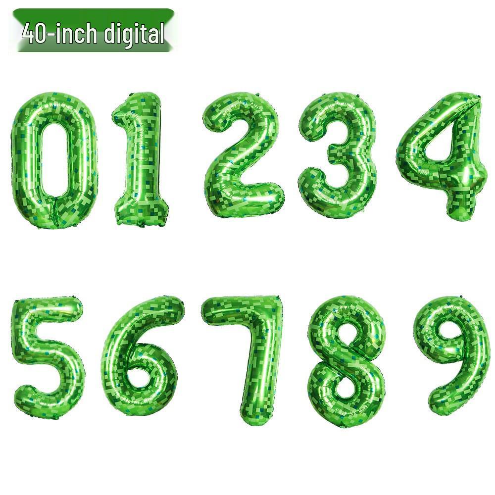 40-inch Green Plaid Number Foil Balloons for Birthday Party Decorations