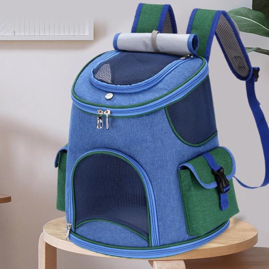 Pet Bag Top Roller Blinds Double Zipper Side Pocket Pet Carrier Backpack Outdoor