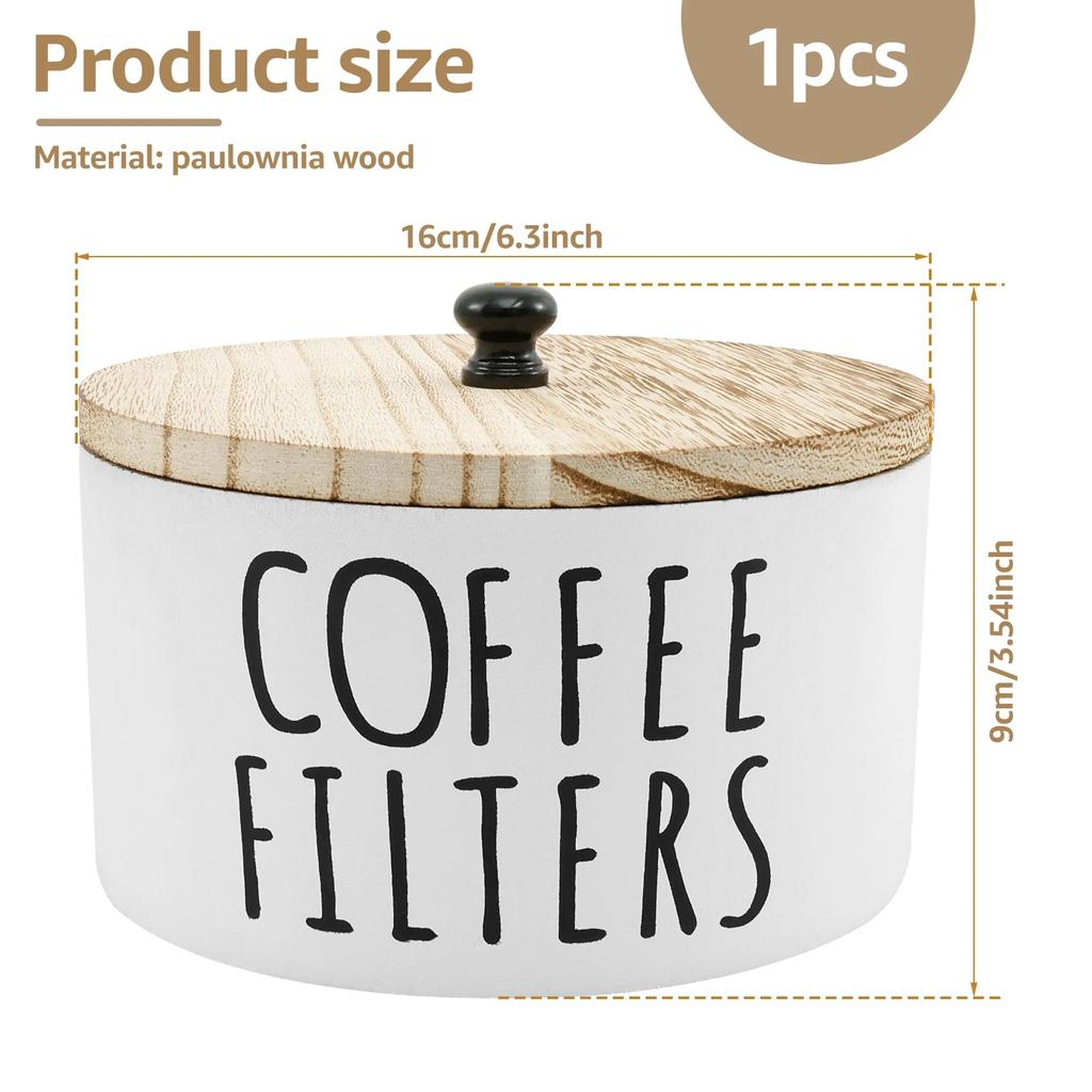 Multipurpose Coffee Filter Basket, Wooden Storage Sturdy Large Coffee Filter Holder Accessories for Coffee Bar Counter Decor