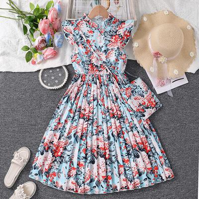 Girls' Dress Summer Children's Clothing Flying Sleeves Printed Princess Dress