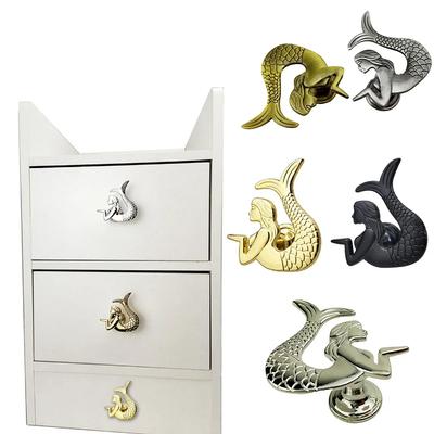 Poignée de Meuble Rétro Bouton de Tiroir Poignée de Porte d'Armoire Quincaillerie de Meuble Poignées de Tirage Antiques en Forme de Sirène pour Placard et Garde-robe