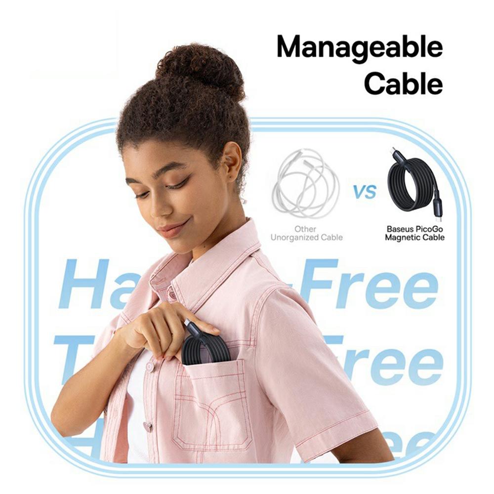 Cablu Magnetic din Silicon Lichid BASEUS Picogo 1m Încărcare Rapidă USB-C la USB-C 240W Cablu de Date