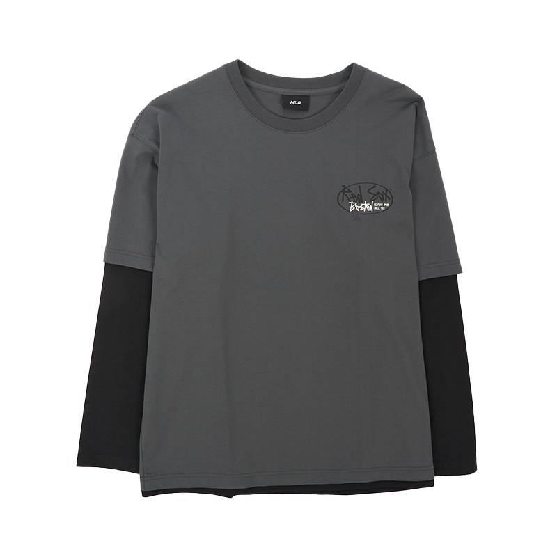 MLB SS26 Graffiti Print Faux Two-Piece Sun Protection Long Sleeve Loose T-Shirt Unisex Tops 3ATSB0561-43GRD