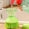 Dish Brush Soap Dispensing Pot Scrubber Dishwashing Brush with Holder for Pot Pan Sink Stove Cookware Bowl Cutting Board