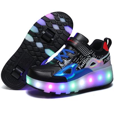 27-43 Detachable Wheel Boys/Girls Double Wheel Luminous Sneakers Can Be Charged Sneakers for Skating Kids Roller Skating Boots