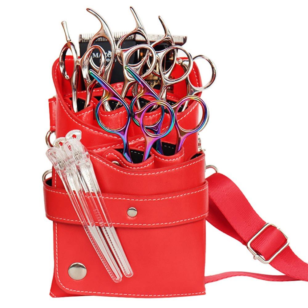 with Waist Shoulder Belt Shears Storage Bags PU Leather Case Bag Holder  Hairdressers