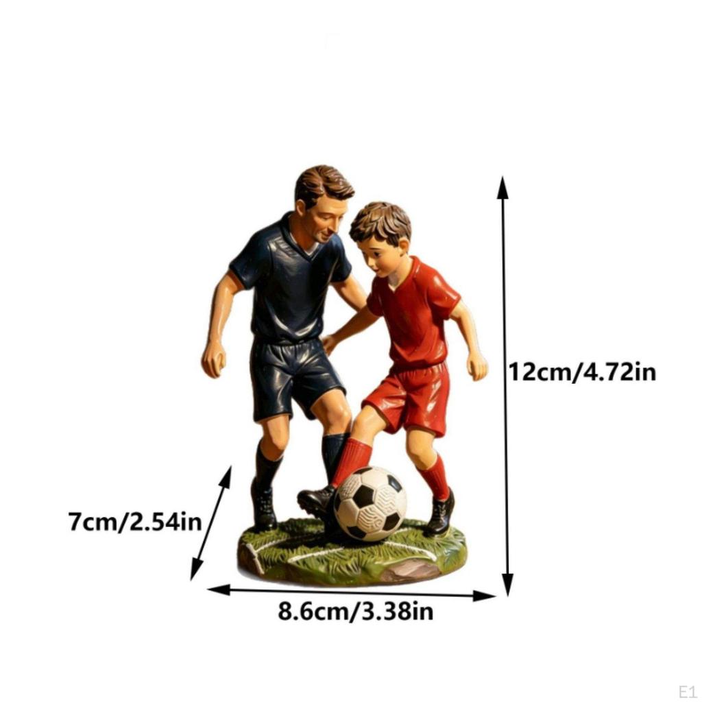 Father and Son Soccer Statue Family Scene Parent Child Football Figurine Detailed Craftsmanship