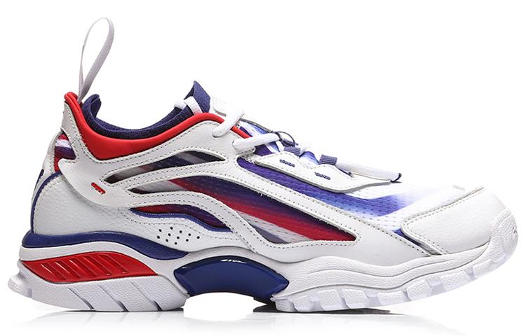 Li Ning Aurora Skyline Cushioning Slip Resistant Mid top Chunky Sneakers Men's White Blue Red AGLN235-2