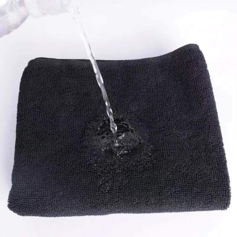 Super Absorbent Pure Black Black Towel, Black Square , All Cotton Non Fading Small Square Scarves,Gym, Barber Shop, Makeup Table