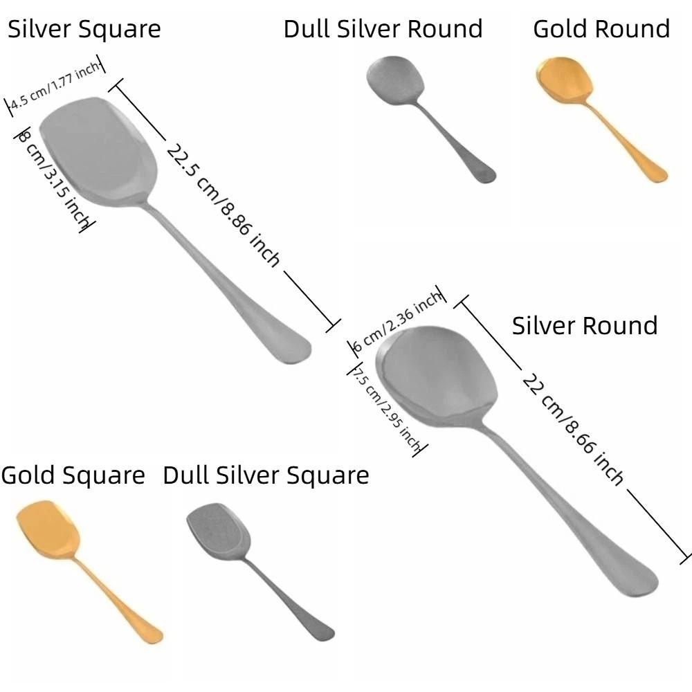 Stainless Steel Serving Shovel Round/Square Head Thicken Buffet Spatula Sturdy Rust Prevention Meal Spoon Restaurant