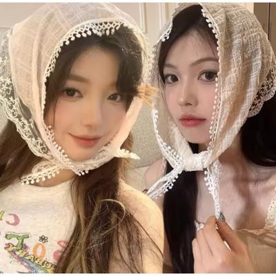Koreanischer Ins Spitzen Haar Schal Damen Dreieck Haarband Riemen Haartasche Kopftuch Hut Reise Po Taschentuch Stirnband Accessoires