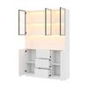 Vetrina in Vetro Illuminata a LED 120×40×200 cm – Vetro Temperato con Ripiani, Tre Cassetti e Due Ante, Versatile per Soggiorno e Sala da Pranzo