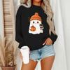 Women's Casual Fashion Round Neck Long Sleeve Halloween Printed Sweatshirt