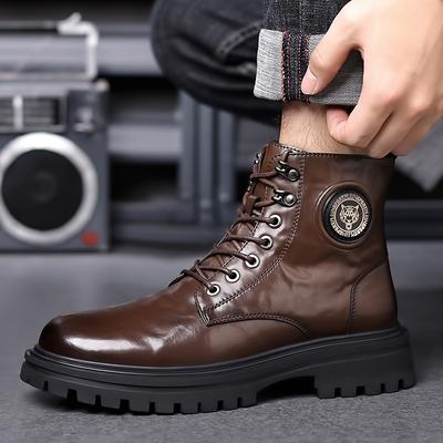 WAERTA Top Quality Designer Vintage Leather Men Snow Boots Business Genuine Leather Men Boots Lace Up Outdoor Motorcycle Boots