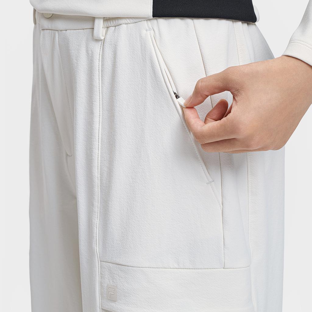 Fila Explore Moda Simples Clássico Exterior Cargo Confortável Versátil Tecido Casual Calças Calças Femininas Branco Neve A11W617810FWT