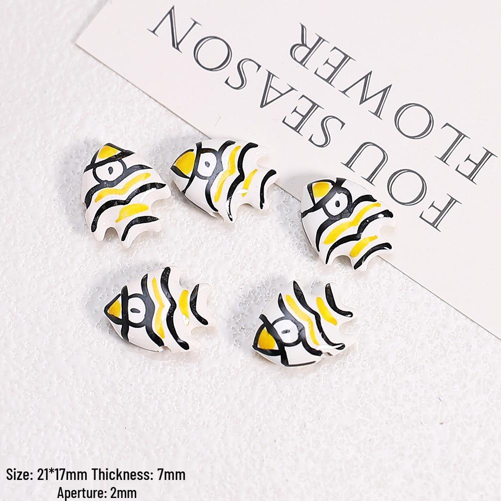 Hand-Painted Ocean Ceramic Beads: Tropical Fish, Starfish, and Seashell Shapes for DIY Jewelry