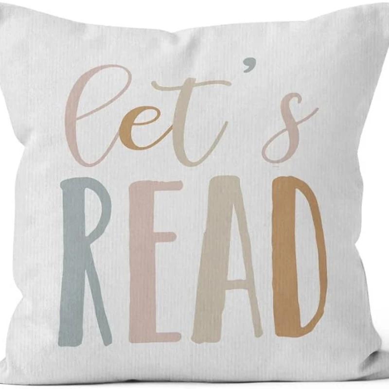 Letter Printt Decorative Pillowcase Throw Cushion Cover Reading Corner Classroom Kids Room Nursery Home Sofa Pillow Covers Decor