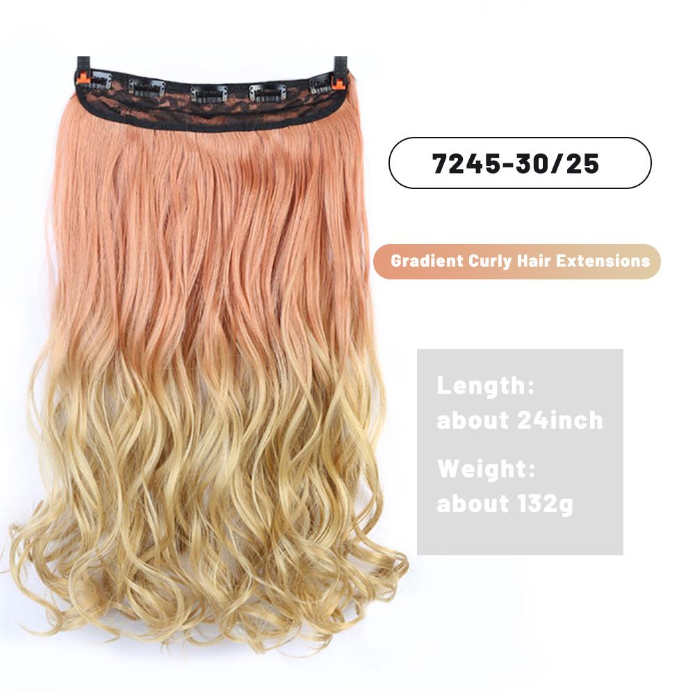 

Невидимый зажим из синтетических длинных прямых волос длиной 24 дюйма, длинный волнистый парик с градиентом для придания объема