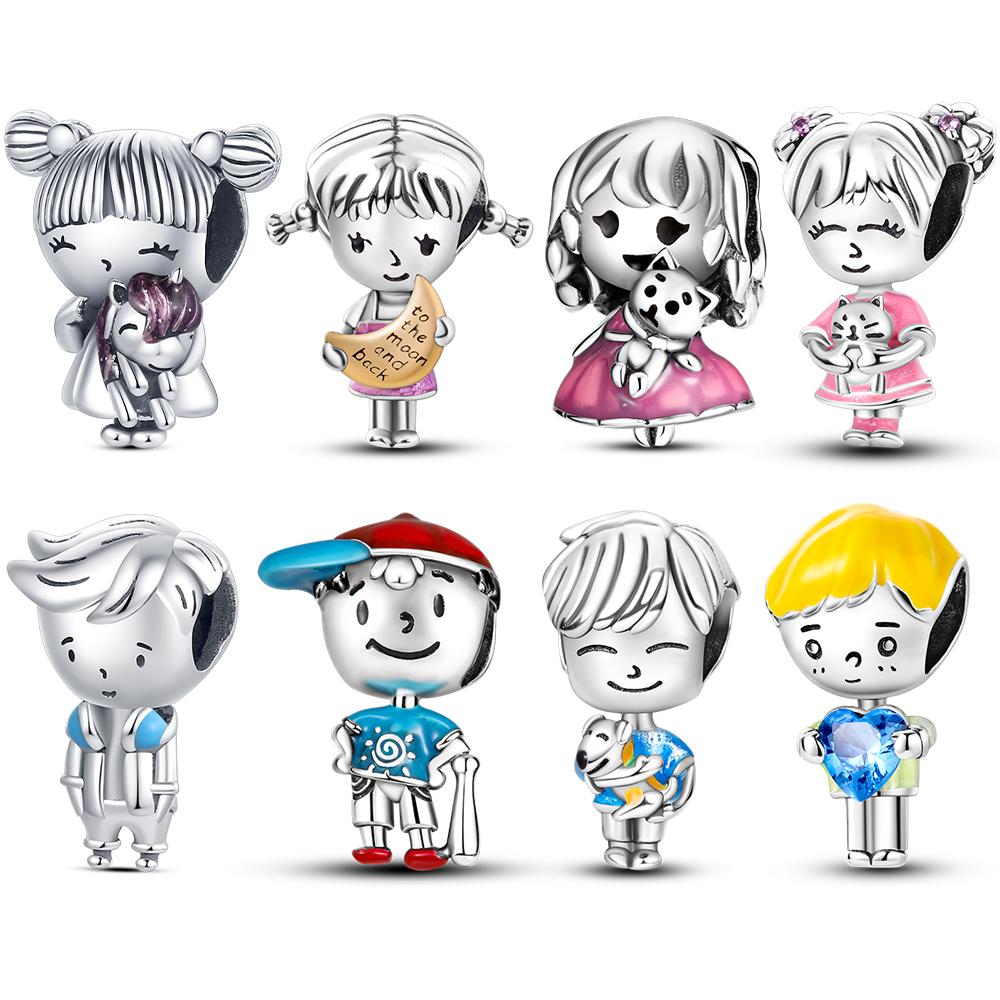 Copper Boy Girl Charm Bead Charms Couple Bead Charms Zirconium Pendants Compatible With Authentic Bracelets Necklaces Jewellery Gift Charm Ideal For W