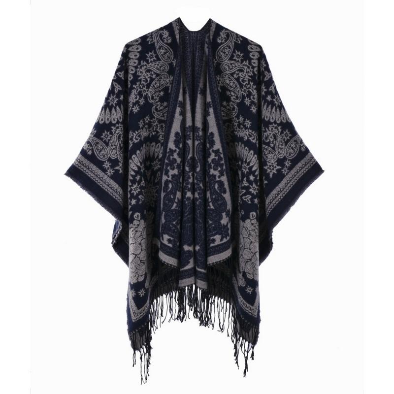 Autumn and winter scarf women's retro shawl scarf split cape travel outside with thermal cape