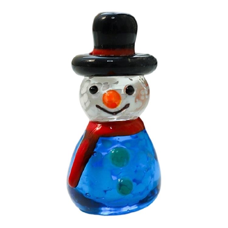 Holiday Miniature Glass Snowman Reindeer Santa Sculpture Tabletop Shelf Decoration For Christmas Display Party Gift