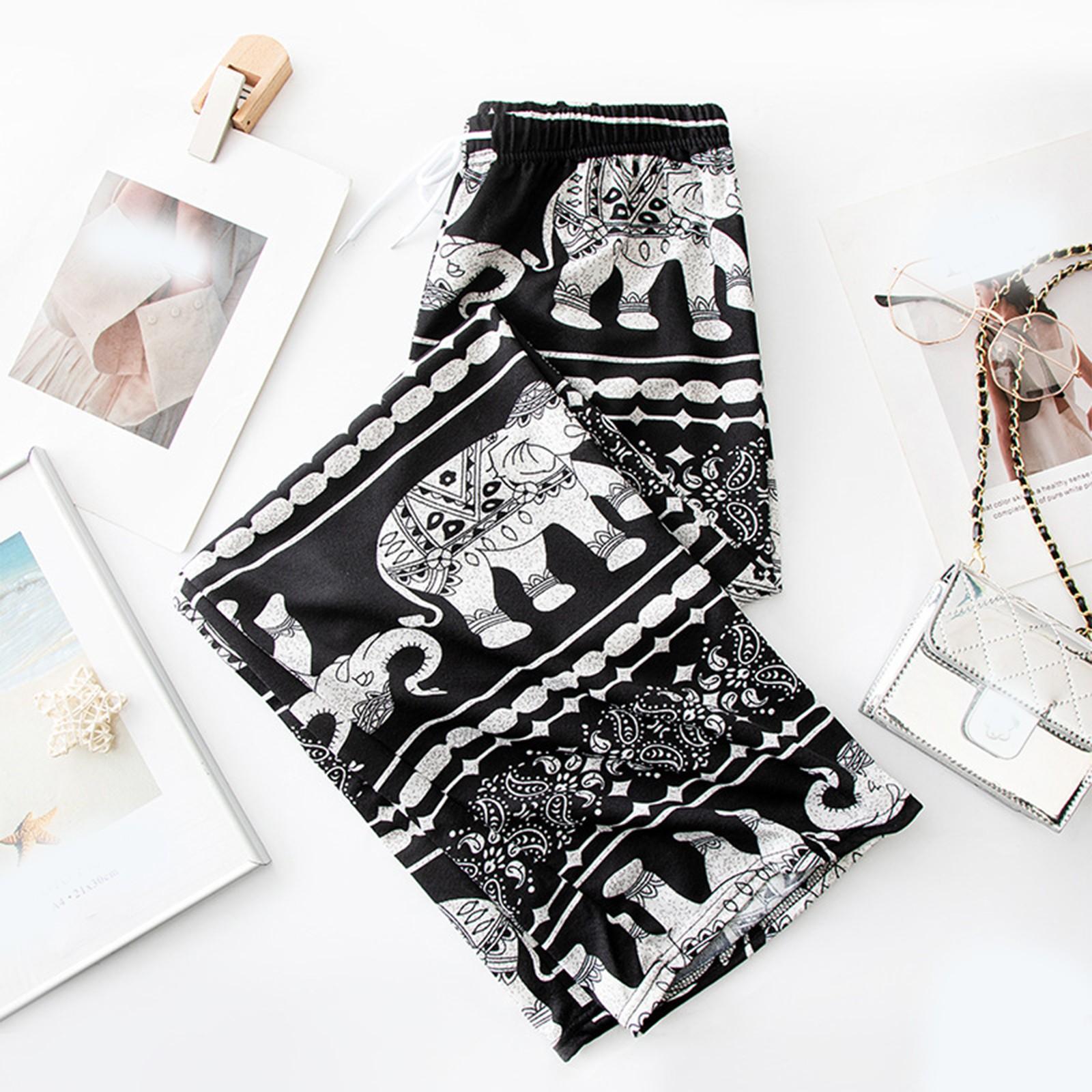 

Женские свободные и повседневные летние тонкие брюки с высокой посадкой, свисающие до пола, с принтами One Size