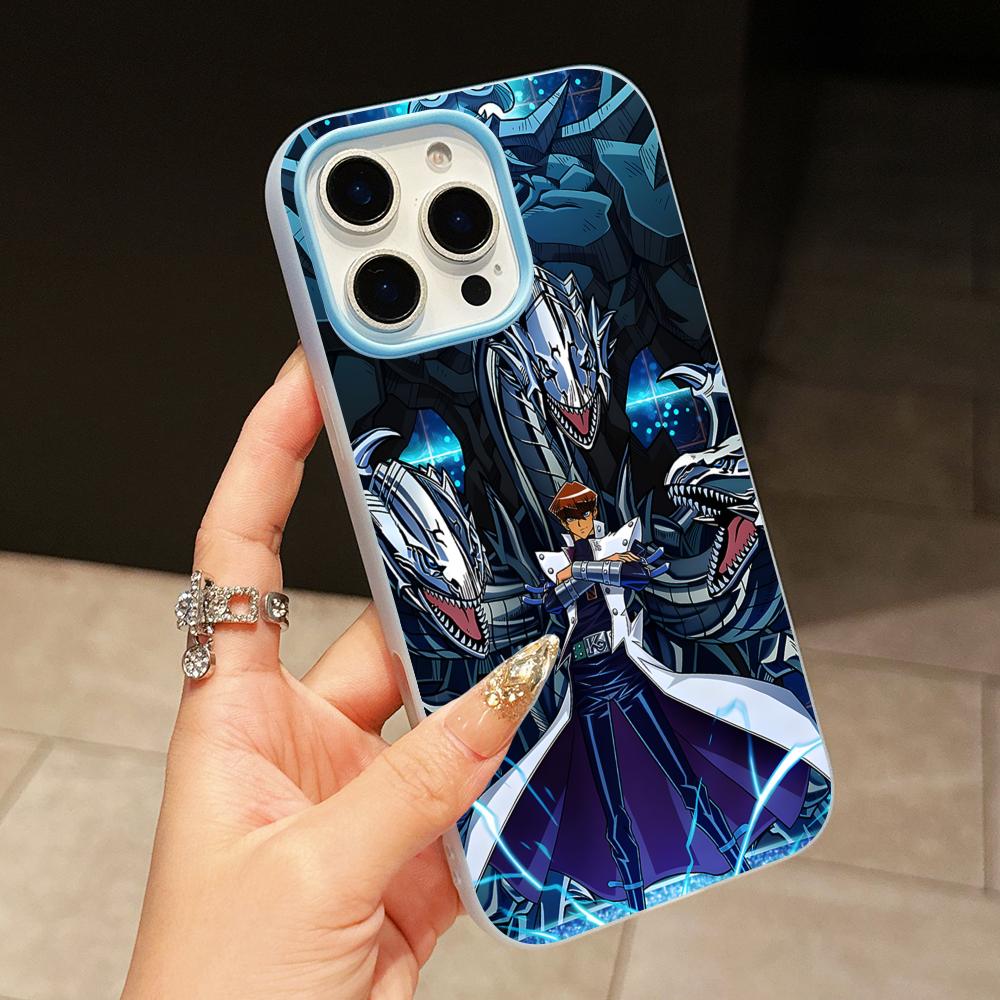 Yugioh Seto Kaiba Phone Case for iPhone 17 16 15 14 13 12 11 Air Pro Max Plus Jelly Double layer Light Blue Cover