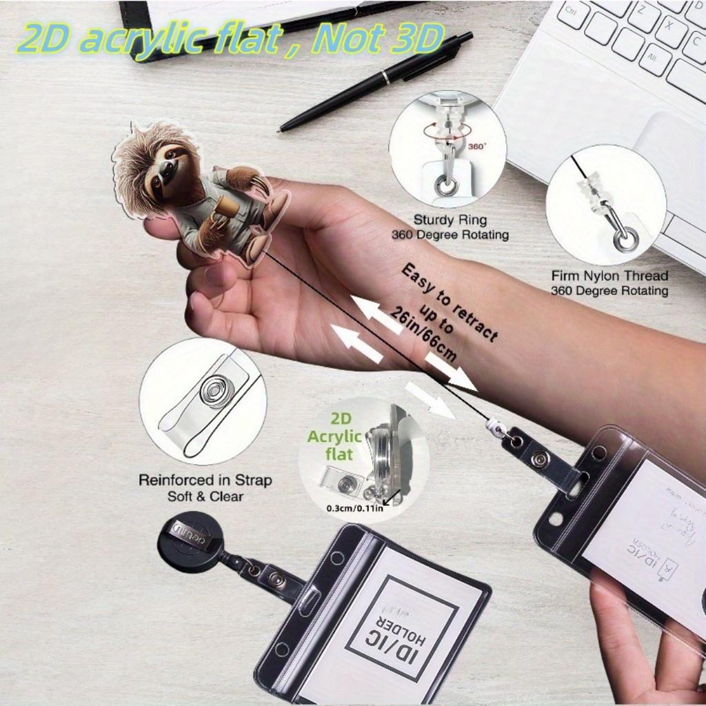 Tea Drinking Sloth 2D Acrylic Retractable ID Badge Reel, Solid PMMA Clip Holder Suitable For Registered Nurses Doctors And Medical Learners