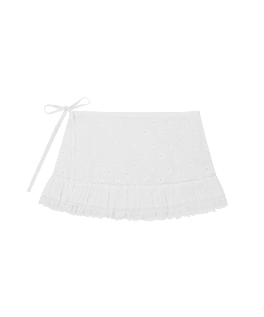 Keulloleu Eyelet Mini Layered Skirt - White