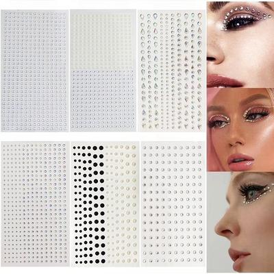 Mixed Shapes Rhinestone Pack White Acrylic Gems Stars Hollow Out Stars Pearls for Crafts DIY Costume Makeup Party Decorations