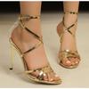 Fashion Summer White Black Lace-Up Woman Sandals Leather High Heels Shoes Sexy Party Stilettos Thin Heels Women's Shoes Plus Size 42