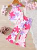 Summer Baby Girl Halter Top & Flared Pants Set, Sweet Casual Daily Outdoor Wear