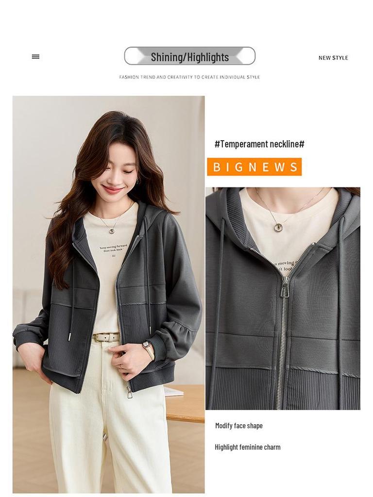 Spring 2025 Women's Casual Loose-Fit Hoodie Jacket - Trendy Age-Reducing Niche Design