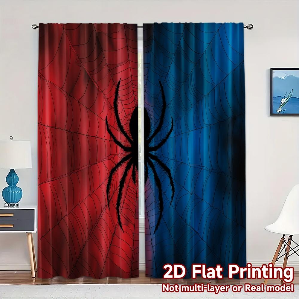 

Set Of 2 Contemporary Flat Printing Jit Curtains Without Rod Dualweb Arachne Popular Yarn Curtain Thermal Made Polyester W100*H70(CM)-Hooks&2PCS