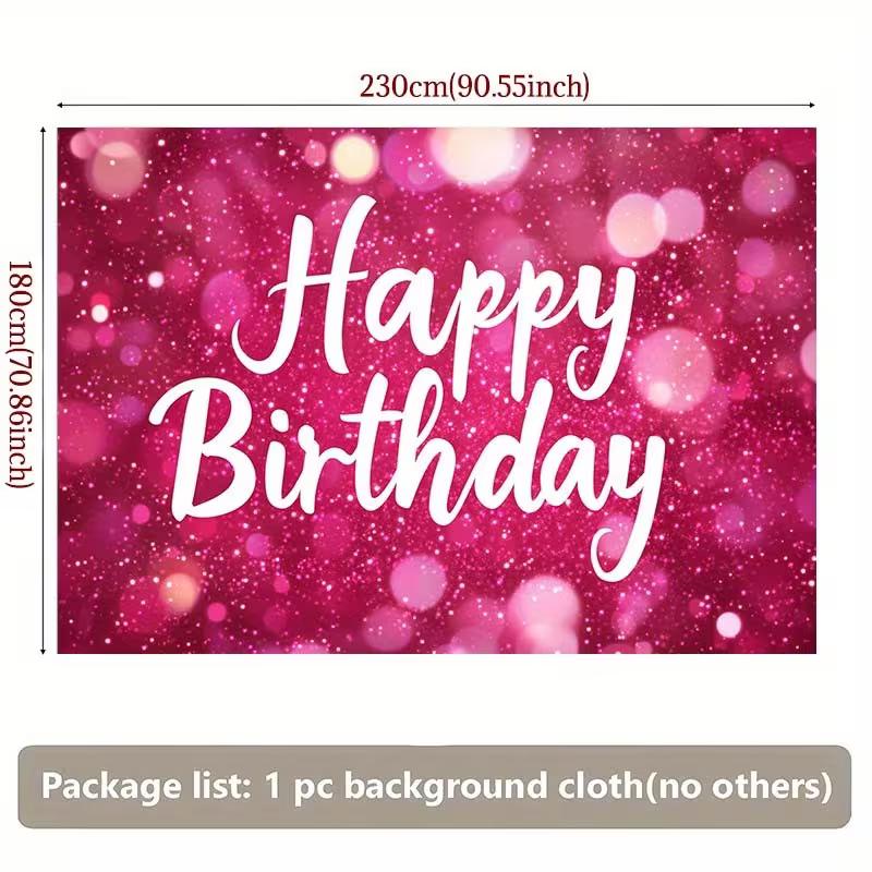 2D Pink Birthday Banner, Glitter Bokeh Party & Live Background