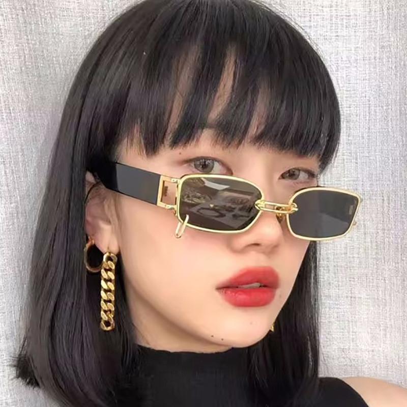 Metal Square Wide Leg Sunglasses With Gray Lenses For Fashion Streetwear And Parties