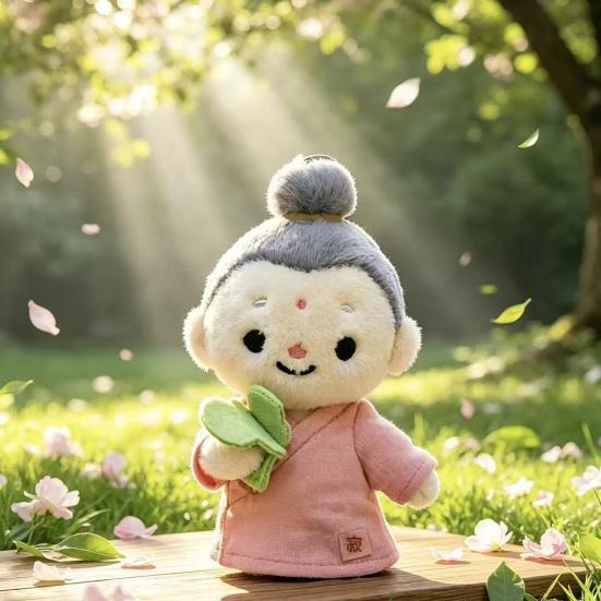 Cute Buddhist Monk Plush Keychain Cartoon Little Monk Stuffed Animal Pendant Zen Figure Key