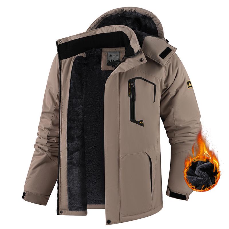 Cross-Border Outdoor Windproof Plus-Size Fleece-Lined Winter Windbreaker Jacket for Skiing and Fishing