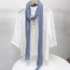 Solid Color Cotton Crinkled Scarf for Women Retro Neck Warmer Decorative Narrow Long Striped Scarf Wrap Shawl for Autumn 220cm