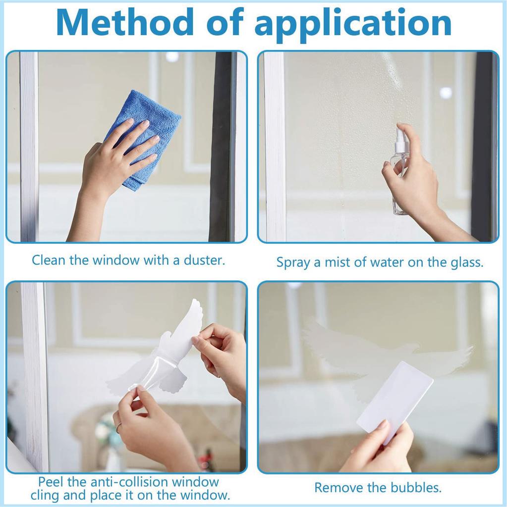 Anti-collision Window Stickers White Hummingbird Removable Window Decorative Stickers Warning Bird Static Glass Stickers