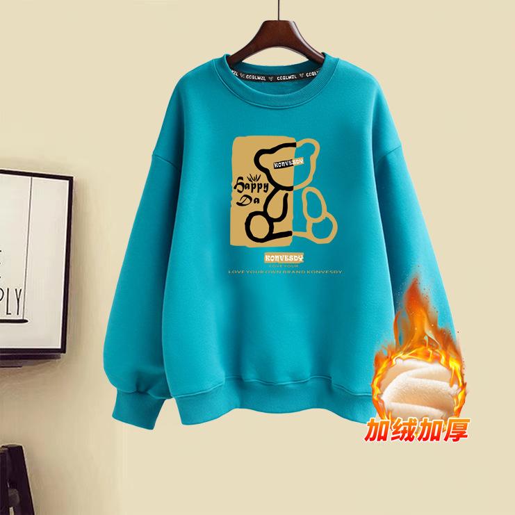 2025 autumn and winter clothing new popular fashion foreign loose round neck velvet thickened sweater women