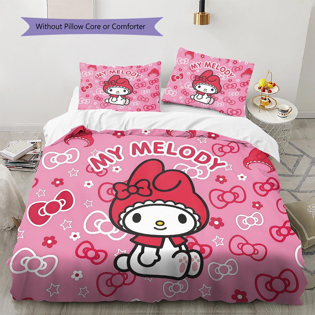 

Sanrio Cute Pattern Bedding,Quilt Set Quilt Cover Pillowcase Home Birthday Gift(1 * duvet cover + 2 * pillowcase, without core) 135x200cm