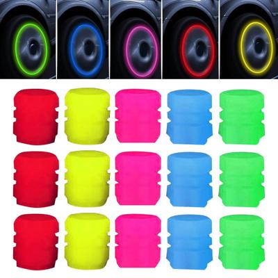 Leuchtende Ventilkappen für Reifen im Dunkeln Universelle Ventilschaftabdeckungen für Auto LKW SUV Motorrad Nachtsicherheitslichter Staubdichtes Reifenzubehör