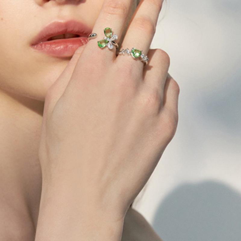 Elegant Adjustable Butterfly Zircon Ring For Women Chic Geometric Design Fashion 2024 Jewelry