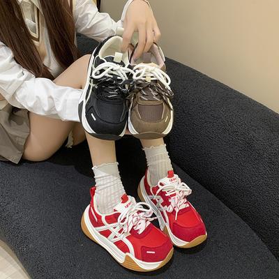 Thick-soled Versatile Big-headed Ugly Cute Casual Shoes Women's Autumn New Red Women's Muffin Doll Shoes