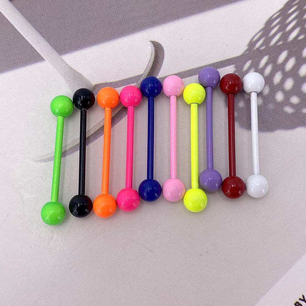Stainless Steel Tongue & Nipple Ring with 10 Colors, Popular European & American Cartilage Piercing Jewelry
